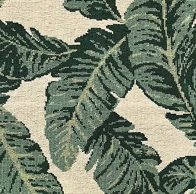 SCHUMACHER Tropical Leaf Epingle Green Ivory Remnant New • $35