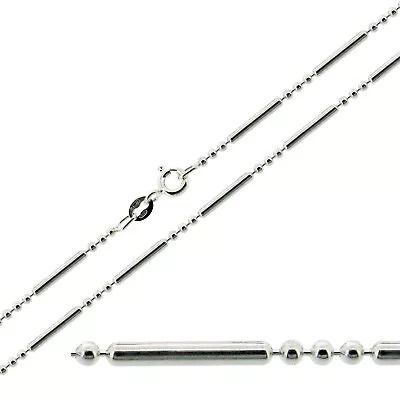 Sterling Silver 16 18 26 28 34 Inch Bead Ball Bar Trace Chain - REDUCED TO CLEAR • £18.99