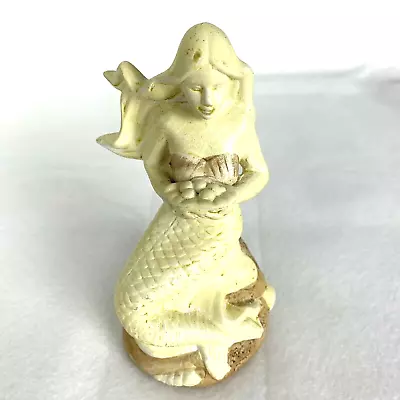 Mermaid Woman Figurine Porcelain Ceramic Bisque With Shell Basket Wt • $11.50