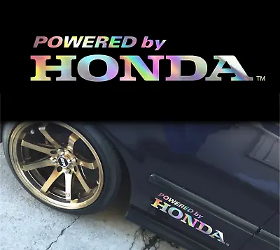 2x Powered By Honda Chrome (oil Slick) JDM Mugen Decal Sticker • $11.50