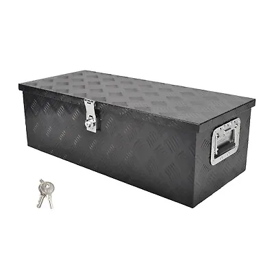 30  Aluminum Black Truck Bed Tool Box Square Trailer Toolbox Side Handle & Lock • $89.99
