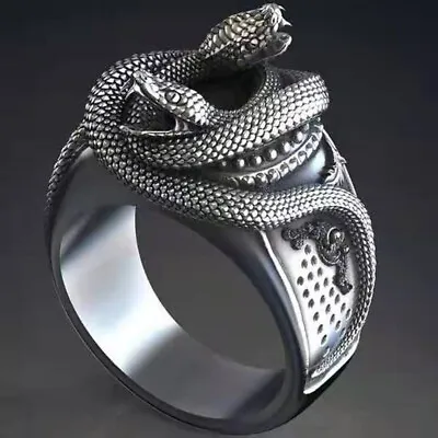 Punk Vintage Style Snake Band Ring Women Men Jewelry Gifts Size 6-13 • $1.66