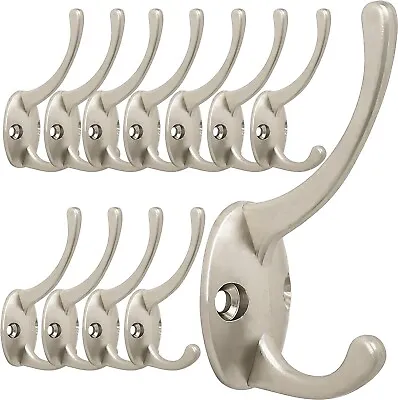 12 Pack Silver Coat Hooks Wall Mounted With 24 Screws Retro Double Hooks Utility • $18.51