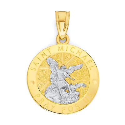 Solid Gold Saint Michael Pendant In 10 Or 14k Saint Necklace Religious Jewelry • $152.49
