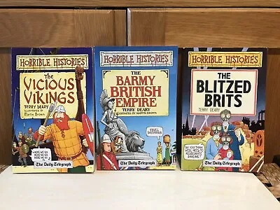 3 X Terry Deary - Horrible Histories Book Vicious Vikings Barmy British Empire • £2.95