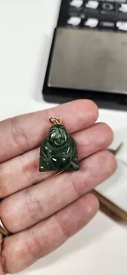 14kt Yellow Gold Buddha Nephrite Jade Pendant • £2.40