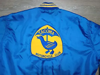 Tacoma Motorcycle Club Vtg Bomber Jacket 70s 80s Racing Off Road Biker Blue Coat • $89.99