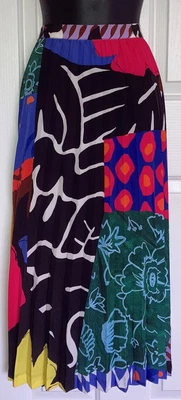 $26 • Buy JAMILLA OKUBO + GORMAN  Ladies  High Waist Pleated Skirt. Sz 12. Multi Coloured