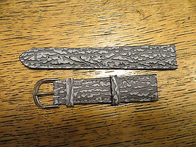 Vintage New Old Stock Distressed Bark Look GENUINE Grey Leather Watch Band 18MM • $10.99