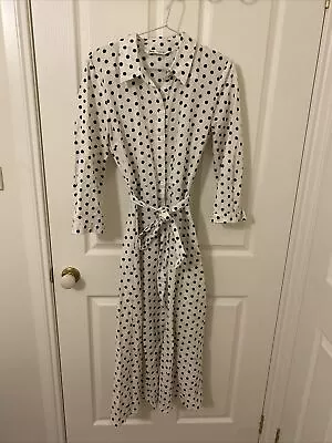 Zara Polka Dot Linen Shirt Dress M • $25