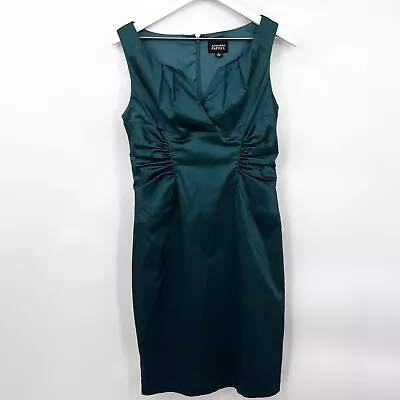 Adrianna Papell Sleeveless Ruched Empire Pleated Top Dress Evening Green Size 8 • $25