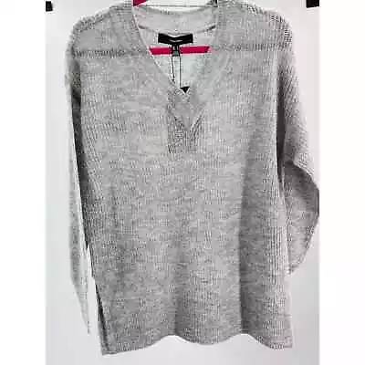 VERO MODA S Gray Alpaca Wool Blend Cable Knit Pullover V Neck Sweater NWT B27 • $11.90