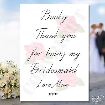 Thank You For Being My Bridesmaid Maid Of Honour Flower Girl Wedding Card Chief • £1.39