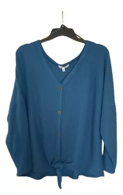 Jack + Avery Womens Pull Over Long Sleeve Waffle Knit Top Plus Size 3X Blue  NWT • $12.98