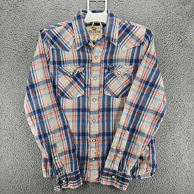 Hollister Men's Medium Flannel Shirt Multicolor Plaid Pearl Snap Sz M • $14.99