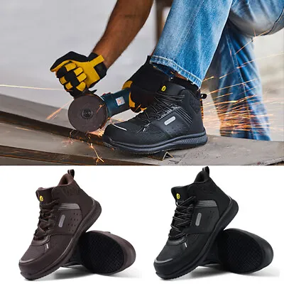 FitVille Men's Safety Steel Toe Work Boots Extra Wide Shoes Anti-Slip Waterproof • $57.99