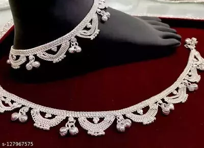 Designer Indian Bollywood Style 927 Silver Plated Wedding Heavy Fashion Anklets • $42.41