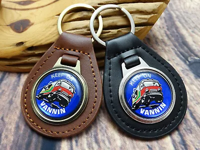 RARE Vtg 70's KEEP ON VANNIN FORD CHEVY DODGE VAN CAR Leather Key Chain Ring Fob • $19.99