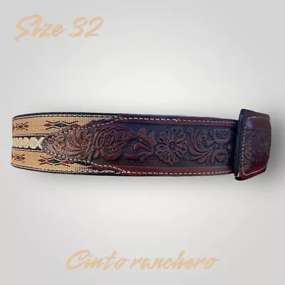 Leather Belt Cowboy Western Cinto Ranchero Size 32 Cinturón Vaqueros • $35