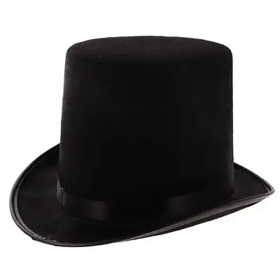 Black Tall Black Top Hat Victorian Steampunk Magician Ringmaster Cosplay • £7.13