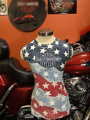 Harley Davidson T-shirt Large Women Full Print  Elastic Fabric IOWA  • $19.99