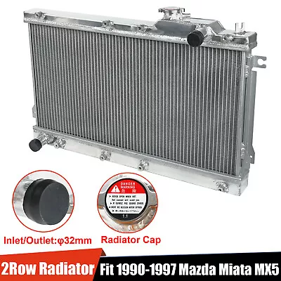 Full Aluminum 2 Row Core Racing Radiator Fit 1990-1997 Mazda Miata MX5 MT Manual • $102.99