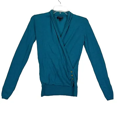 THE LIMITED Women's Size XS Turquoise Long Sleeve Crossover Sweater Buttons • $10
