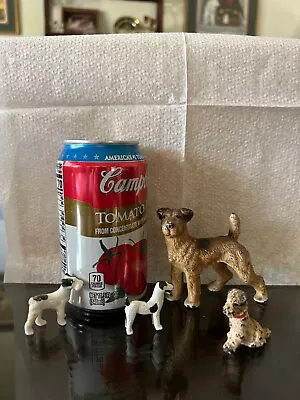 FOUR Antique Vintage TERRIER Dog Figure Figurines (2 Hubley/1 Japan/1 Free!)) • $35