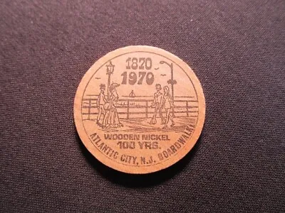 1970 Atlantic City New Jersey Wooden Nickel Token - Atlantic City NJ Boardwalk • $3.99