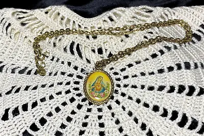 Catholic Devotional Pendant Our Lady Of Sorrows Virgin Mary Vintage Circa 60s • $12