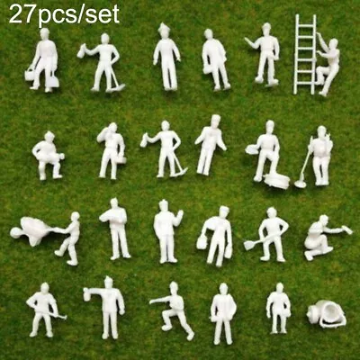 27PC Model Railway Train People Figures HO OO Gauge 20mm WORKMEN WHITE • £4.36