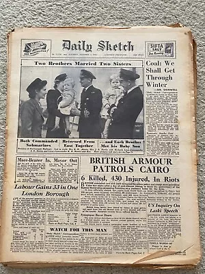 Daily Sketch Newspaper 1945 November 3rd Cairo Six Killed ORIGINAL • £12