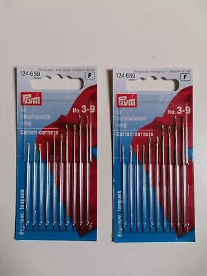2x Pack Of 10 PRYM Hand Sewing Darning Needles Long No. 3-9 Assorted 124 659 • £4.99