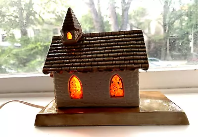 $29.99 • Buy Vintage Ceramic Christmas Village Church W/Faux Stained Glass Windows
