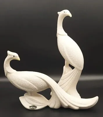 $55 • Buy Vintage Pair Of Ceramic White Speckled Peacocks Pheasants By China Craft MCM