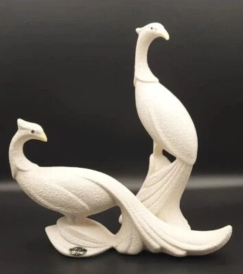 $55 • Buy Vintage Pair Of Ceramic White Speckled Peacocks Pheasants By China Craft MCM