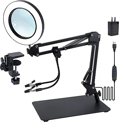 Magnifying Glass With Light And Stand5X&10X Desk Magnifying GlassLed Magnifyin • $64.99