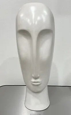 Rare Abstract Elongated Creamy White Ceramic Head Sculpture  • $49