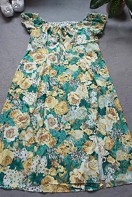 Floral Milkmaid Cottagecore Style Summer Off Shoulder Midi Dress 👗 4XL CURVE  • £12
