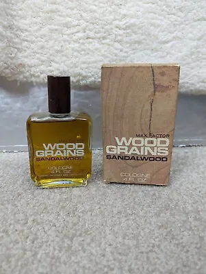 Vintage Max Factor Wood Grains SANDALWOOD Cologne LARGE 4 Oz Bottle + Box NEW • $55.25