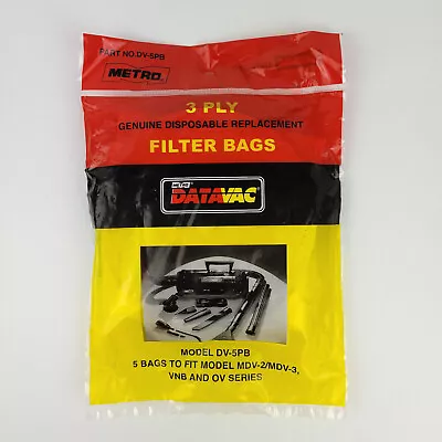 METRO DATAVAC Vacuum Filter Bags DV-5PB Fits MDV-2 MDV-3 VNB OV Series • $19.98