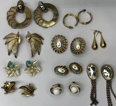 Lot Of 10 Vintage To Modern Clip On Post Back Earrings ~ Trifari Miriam Haskell • $26