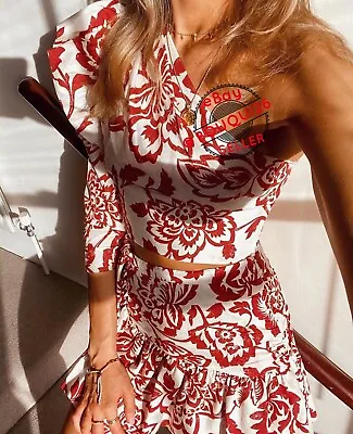 $55 • Buy Nwt Zara High Waisted Printed Mini Skirt Ruffle Xs-s Red/white Ref: 2688/683