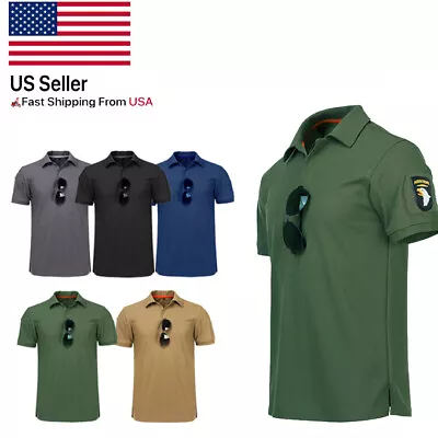 Men's Short Sleeve Tactical Polo Shirts Quick Dry Team Combat Work Casual Golf T • $13.29