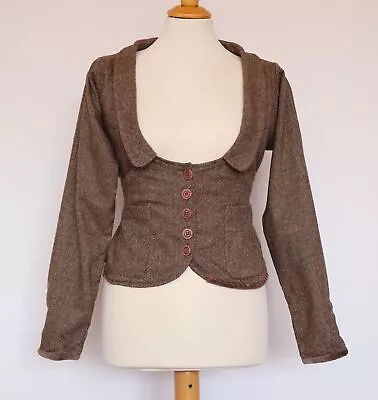 Ewa I Walla Wool Herringbone Pattern Brown Jacket Size XS • $228.68