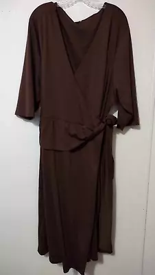 Kiyonna | Vintage Brown Wrap Dress Plus Size 5 • $15