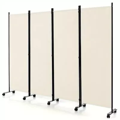 4 Panel Room Divider 5.7FT Privacy Partition Screen Freestanding With Wheels US • $46.99