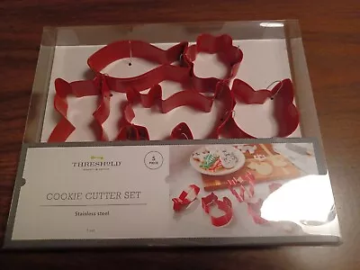 £3.91 • Buy NEW 5 Pc Threshold Cat Shapes Cookie Cutters Set Stainless Steel Fish 3 Cats Paw