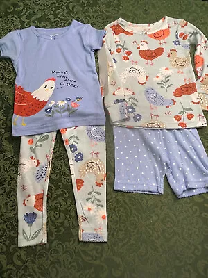 NWT 5t 5 24m 3t 3 Mommy ALARM CLUCK Carters Chicken Rooster Pajamas Match Sister • $45.80