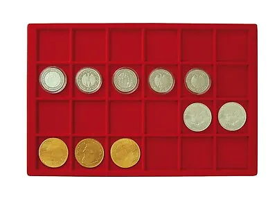 Lindner 2329-24 Coin Trays Red 24x 45mm For OZ Maple Leaf Canada IN Capsules • £6.08